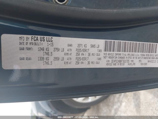 3C4PDCAB8FT631725 Dodge Journey American Value Pkg