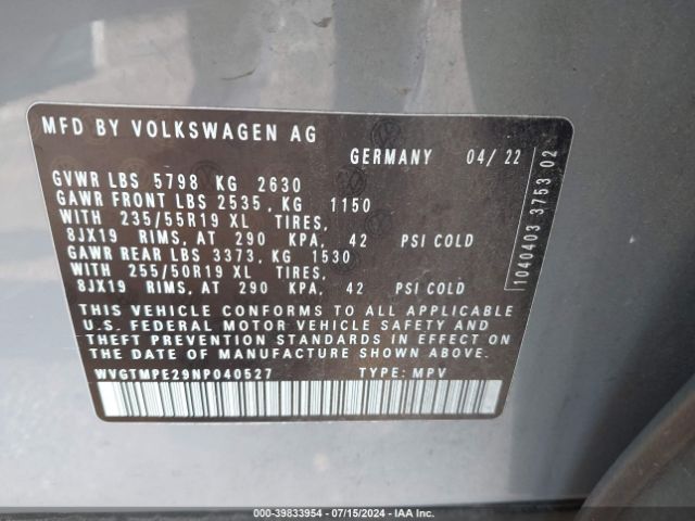 WVGTMPE29NP040527 Volkswagen ID.4 PRO S