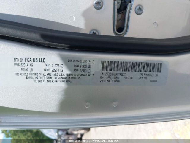 2C3CDXHG6KH742837 Dodge Charger Gt Rwd