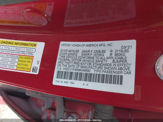 1HGCV1F45MA048982 Honda Accord Sport Special Edition