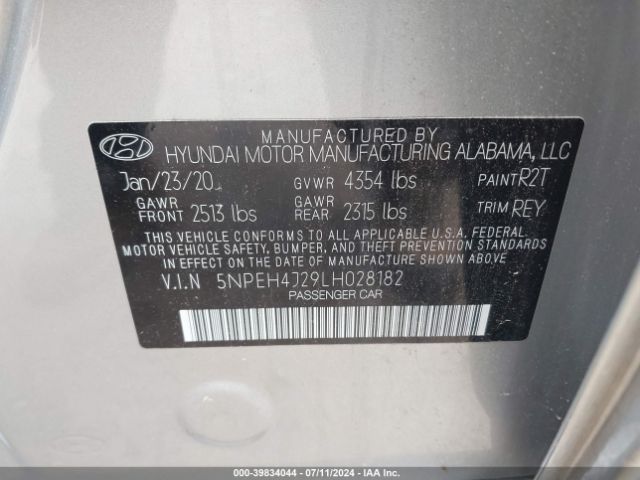 5NPEH4J29LH028182 Hyundai Sonata Limited