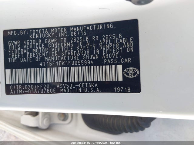 Toyota CAMRY SE 2015 4T1BF1FK1FU095994 Image 9