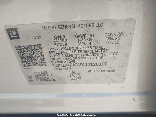 Chevrolet Traverse Ls 2018 1GNERFKWXJJ126109 Image 9