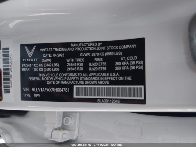Vinfast Vf 8 Plus 2024 RLLV1AFAXRH004781 Image 9