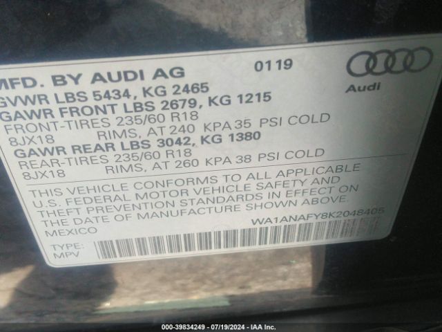 WA1ANAFY8K2048405 Audi Q5 45 Premium