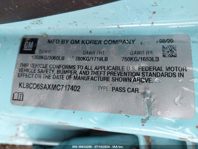 Chevrolet Spark Fwd 1lt Automatic 2021 KL8CD6SAXMC717402 Image 9