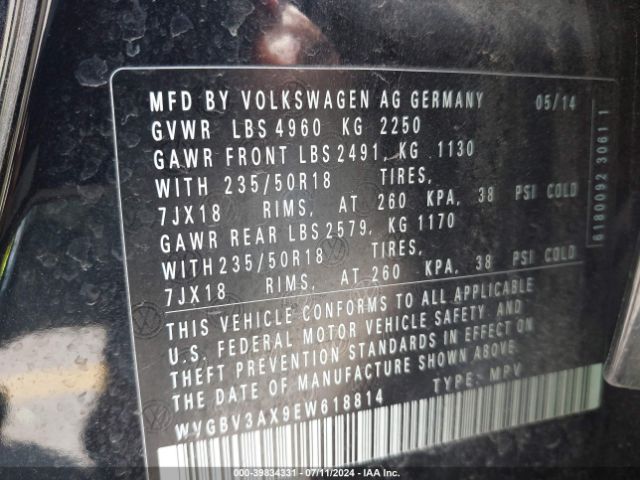 WVGBV3AX9EW618814 Volkswagen Tiguan Sel