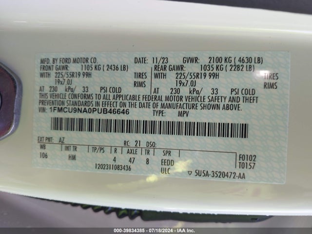 Ford Escape St-line Select 2023 1FMCU9NA0PUB46646 Image 9