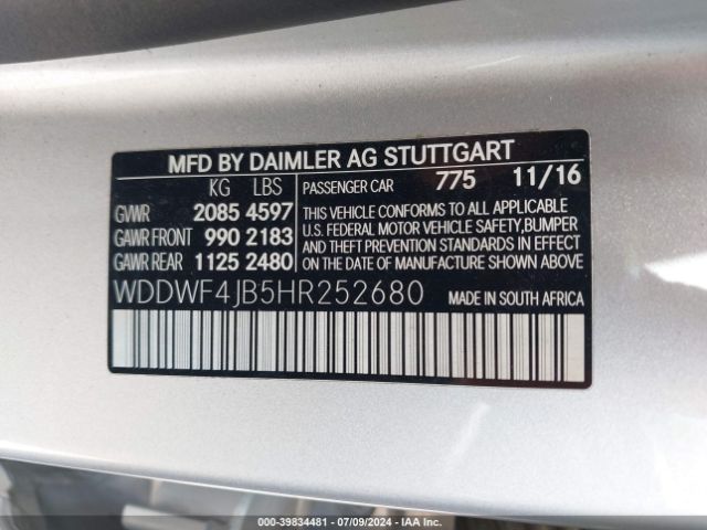WDDWF4JB5HR252680 Mercedes-Benz C 300 Luxury/sport