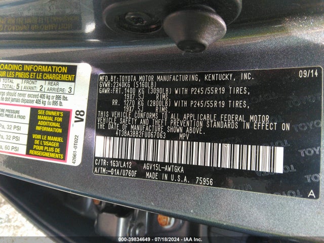Toyota Venza Xle 2015 4T3BA3BB2FU067063 Image 9