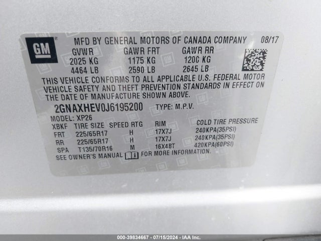 Chevrolet EQUINOX LS 2018 2GNAXHEV0J6195200 Image 9
