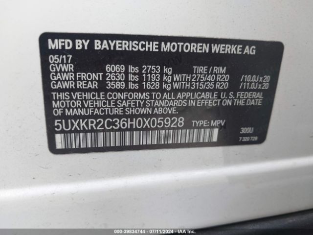 5UXKR2C36H0X05928 BMW X5 Sdrive35i
