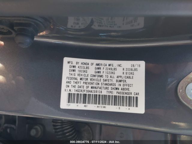 1HGCR2F36HA059108 Honda ACCORD LX