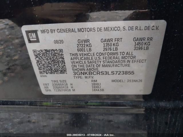 3GNKBCRS3LS723855 Chevrolet Blazer Fwd 2lt