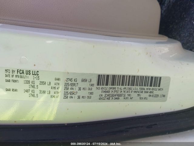 2C4RDGBG4FR689716 Dodge Grand Caravan Se Plus