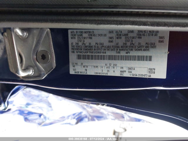 Ford ESCAPE S 2014 1FMCU0F76EUD65168 Image 9