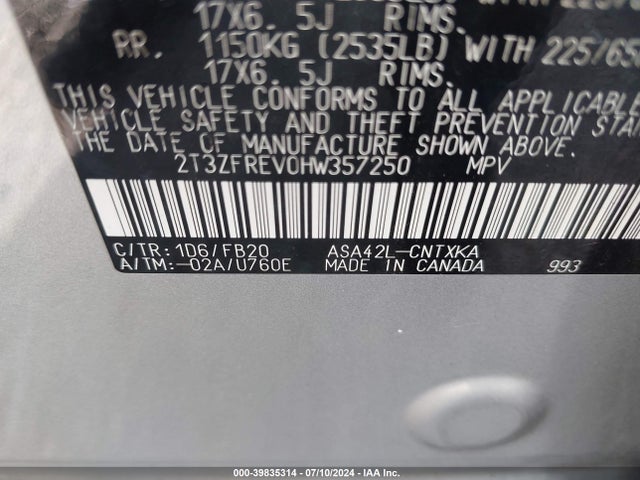 Toyota RAV4 LE 2017 2T3ZFREV0HW357250 Image 9
