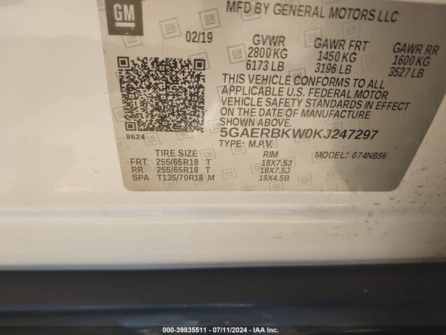 5GAERBKW0KJ247297 Buick Enclave Fwd Essence