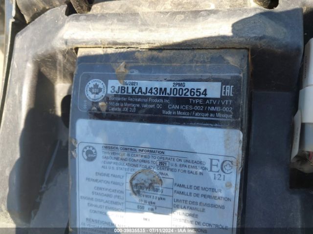 2021 CAN-AM OUTLANDER 3JBLKAJ43MJ002654 Photo 9