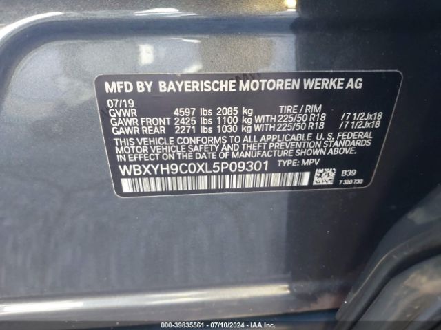 WBXYH9C0XL5P09301 BMW X2 Sdrive28i