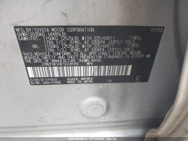 Toyota RAV4 LE 2014 JTMZFREV4E5018588 Image 9