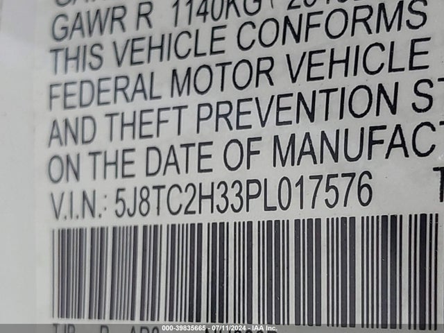 5J8TC2H33PL017576 Acura Rdx Standard