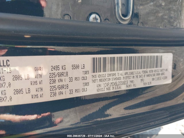 Jeep Cherokee Limited 4x4 2020 1C4PJMDX5LD558613 Image 9