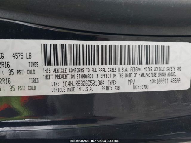 1C4NJRBB2GD501304 Jeep Patriot Sport