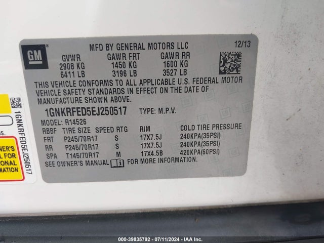 Chevrolet Traverse Ls 2014 1GNKRFED5EJ250517 Image 9