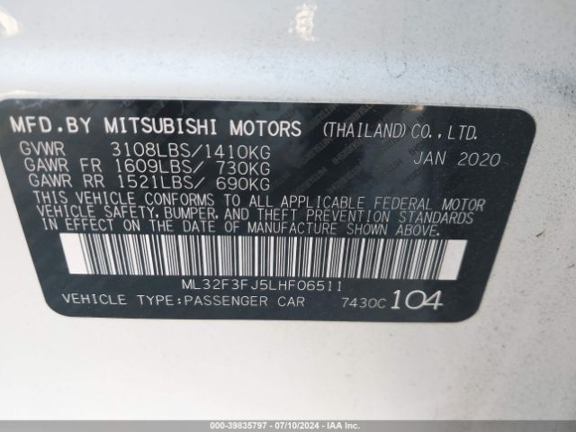 ML32F3FJ5LHF06511 Mitsubishi Mirage G4 Es