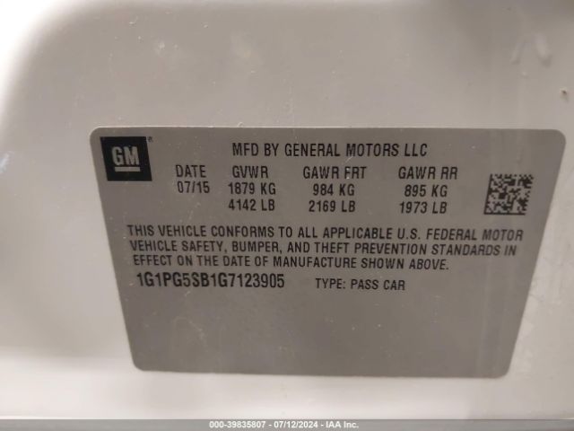 1G1PG5SB1G7123905 Chevrolet Cruze Limited Ltz Auto