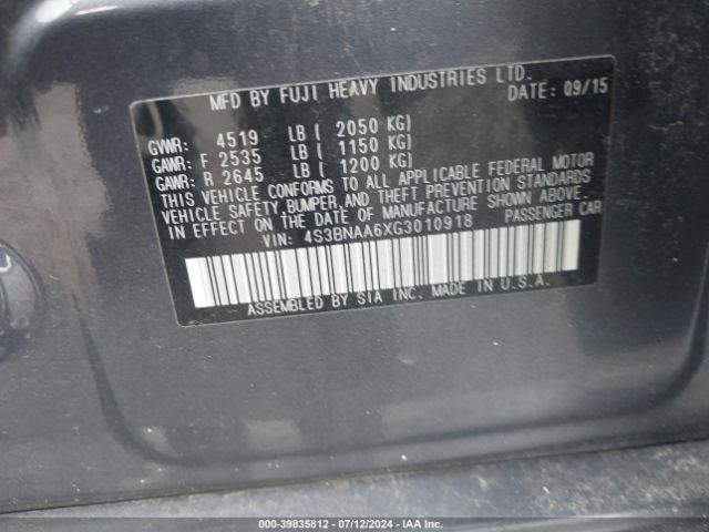 4S3BNAA6XG3010918 Subaru Legacy 2.5i