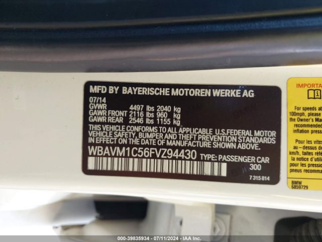 WBAVM1C56FVZ94430 BMW X1 Sdrive28i
