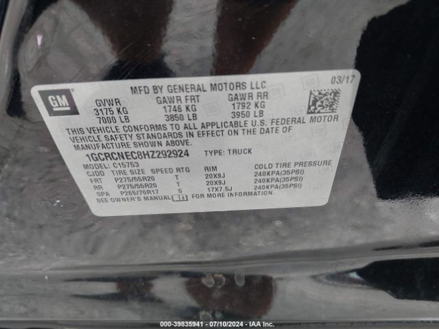 1GCRCNEC8HZ292924 Chevrolet Silverado 1500 Wt