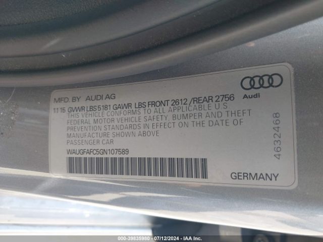 WAUGFAFC5GN107589 Audi A6 2.0t Premium Plus