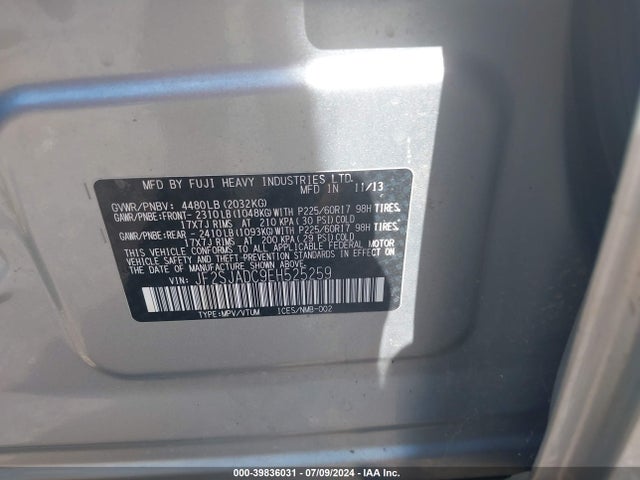 Subaru Forester 2.5i Premium 2014 JF2SJADC9EH525259 Image 9