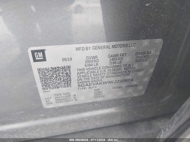 5GAEVAKW9KJ310614 Buick Enclave Awd Essence
