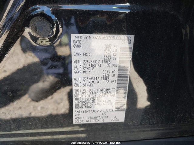 Nissan ROGUE SV 2018 5N1AT2MT7JC771353 Image 9