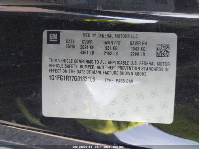 1G1FG1R77G0183105 Chevrolet CAMARO 2SS