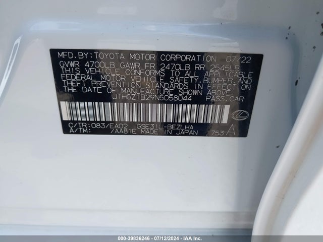 JTHGZ1B29N5058044 Lexus Is 350 F Sport
