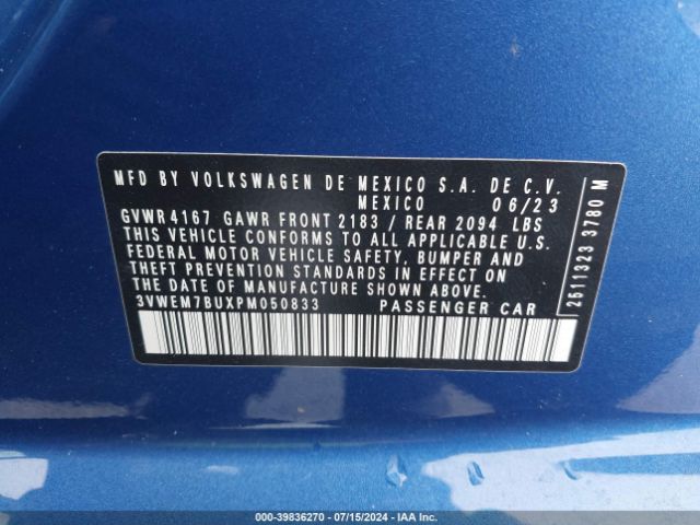 3VWEM7BUXPM050833 Volkswagen Jetta 1.5t Se