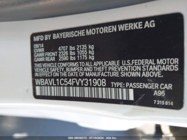 WBAVL1C54FVY31908 BMW X1 Xdrive28i