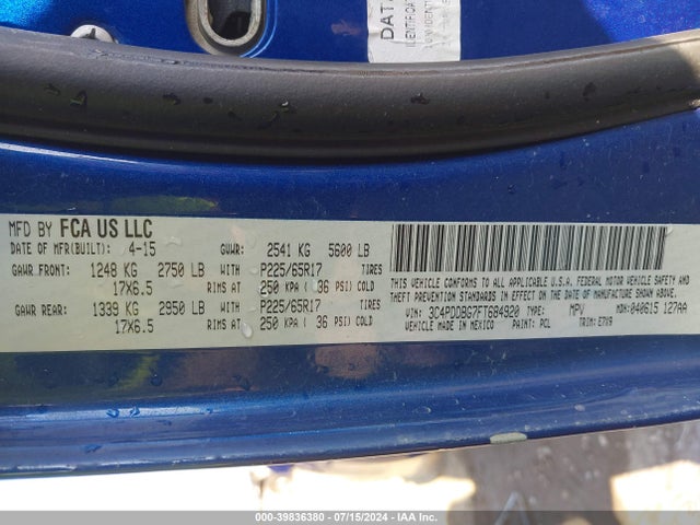 Dodge Journey Sxt 2015 3C4PDDBG7FT684920 Image 9
