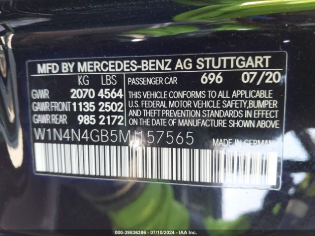 W1N4N4GB5MJ157565 Mercedes-Benz GLA 250