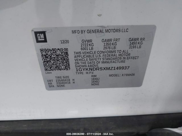 1GYKNDRSXMZ149937 Cadillac Xt5 Awd Premium Luxury
