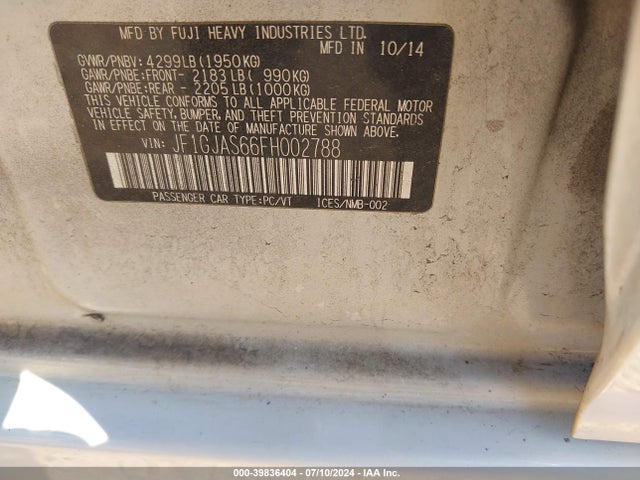 JF1GJAS66FH002788 Subaru Impreza 2.0i Limited