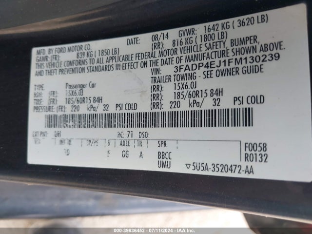 Ford FIESTA SE 2015 3FADP4EJ1FM130239 Image 9