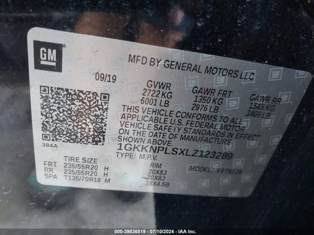1GKKNPLSXLZ123289 GMC Acadia Fwd Denali