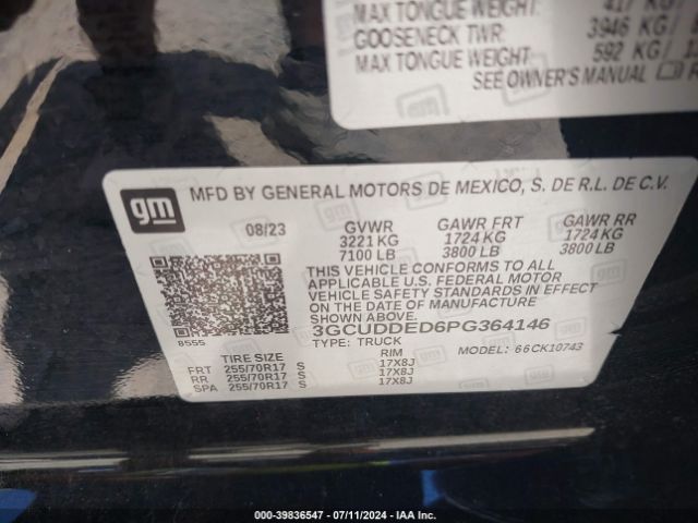 3GCUDDED6PG364146 Chevrolet Silverado 1500 4wd  Standard Bed Lt