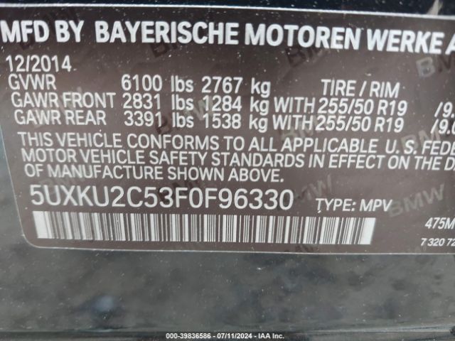 5UXKU2C53F0F96330 BMW X6 Xdrive35i